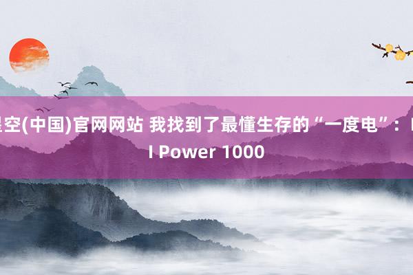 星空(中国)官网网站 我找到了最懂生存的“一度电”：DJI Power 1000