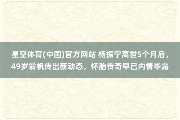 星空体育(中国)官方网站 杨振宁离世5个月后，49岁翁帆传出新动态，怀胎传奇早已内情毕露