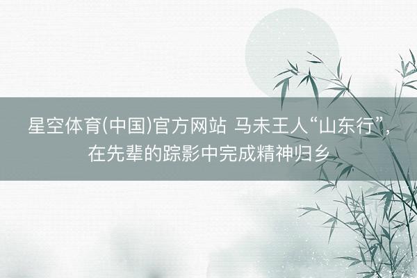 星空体育(中国)官方网站 马未王人“山东行”,在先辈的踪影中完成精神归乡