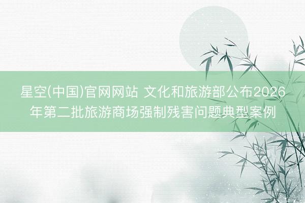 星空(中国)官网网站 文化和旅游部公布2026年第二批旅游商场强制残害问题典型案例