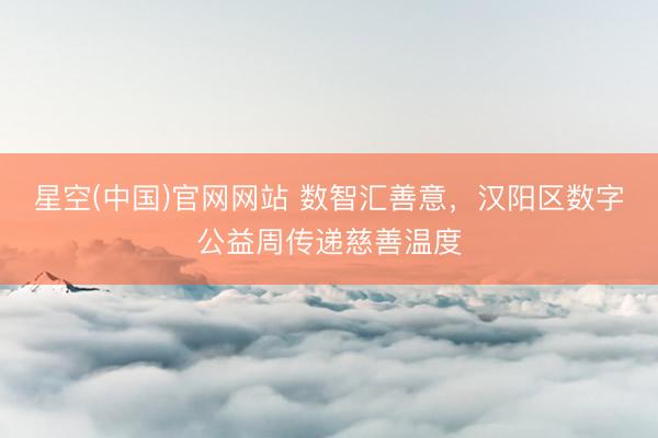 星空(中国)官网网站 数智汇善意,汉阳区数字公益周传递慈善温度
