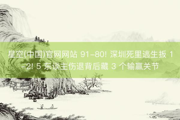 星空(中国)官网网站 91-80! 深圳死里逃生扳 1-2! 5 东谈主伤退背后藏 3 个输赢关节