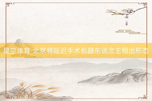 星空体育 北京将延迟手术机器东说念主租出形态