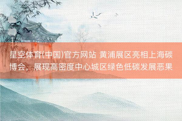 星空体育(中国)官方网站 黄浦展区亮相上海碳博会，展现高密度中心城区绿色低碳发展恶果
