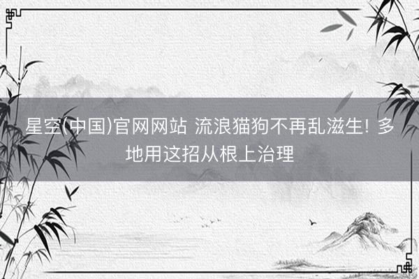 星空(中国)官网网站 流浪猫狗不再乱滋生! 多地用这招从根上治理