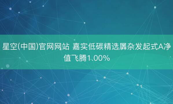 星空(中国)官网网站 嘉实低碳精选羼杂发起式A净值飞腾1.00%