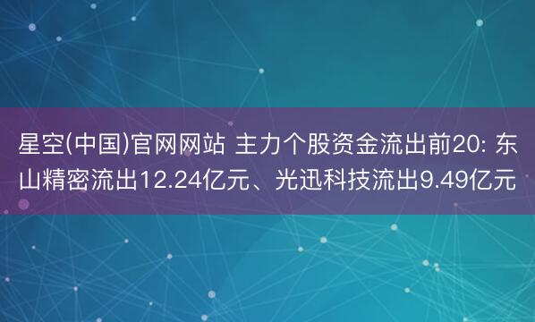 星空(中国)官网网站 主力个股资金流出前20: 东山精密流出12.24亿元、光迅科技流出9.49亿元